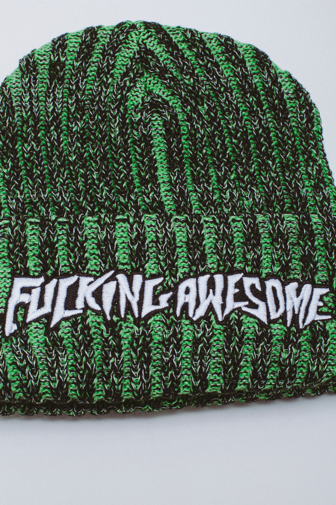 Fucking Awesome - Reflective Stripe Green Beanie