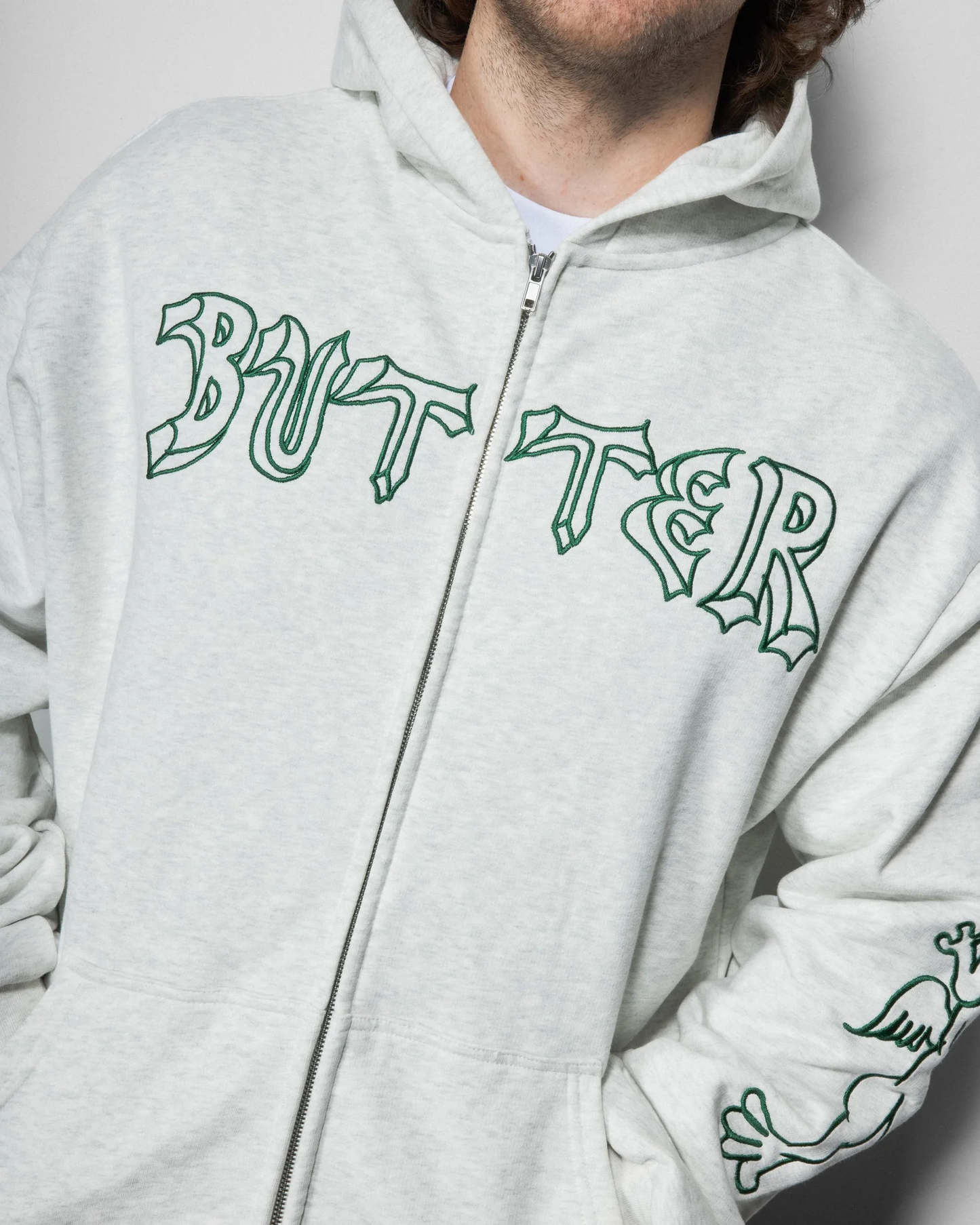 Butter - Thirteen Zip Thru Ash Grey Hoodie