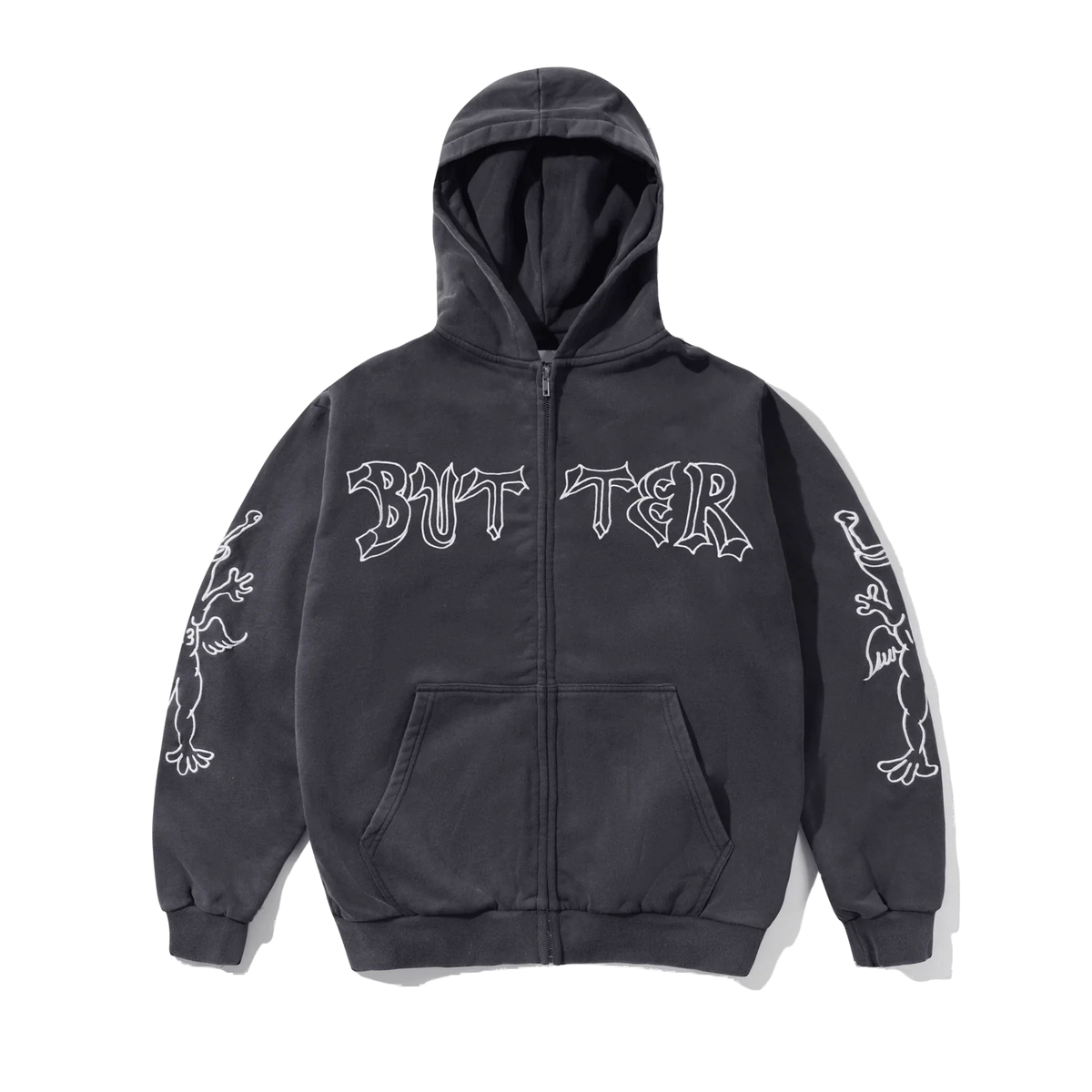 Butter - Thirteen Zip Thru Washed Navy Hoodie