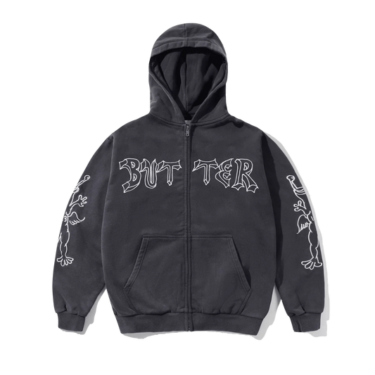 Butter - Thirteen Zip Thru Washed Navy Hoodie