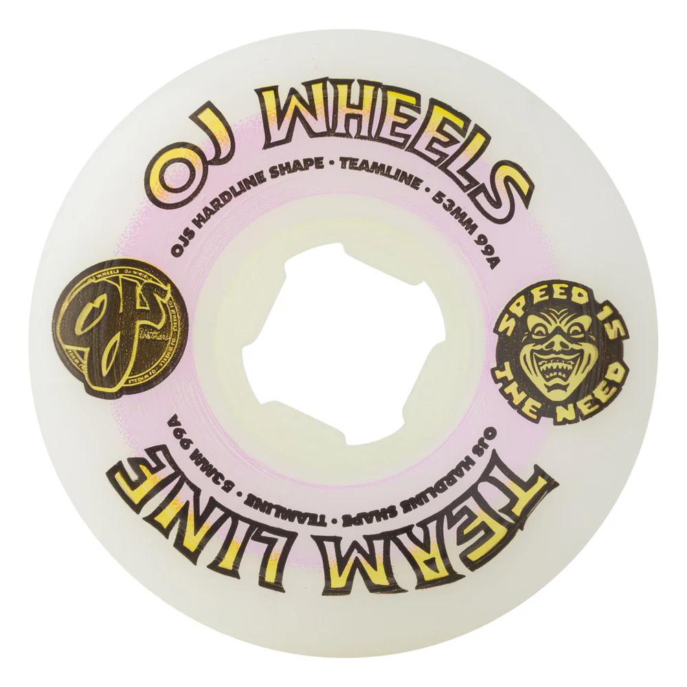 OJ Wheels - Team Line Original White Purple/Yellow Wheels 53mm