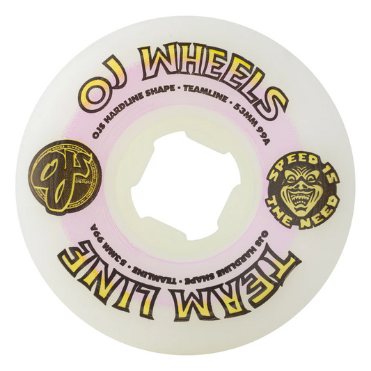 OJ Wheels - Team Line Original White Purple/Yellow Wheels 53mm