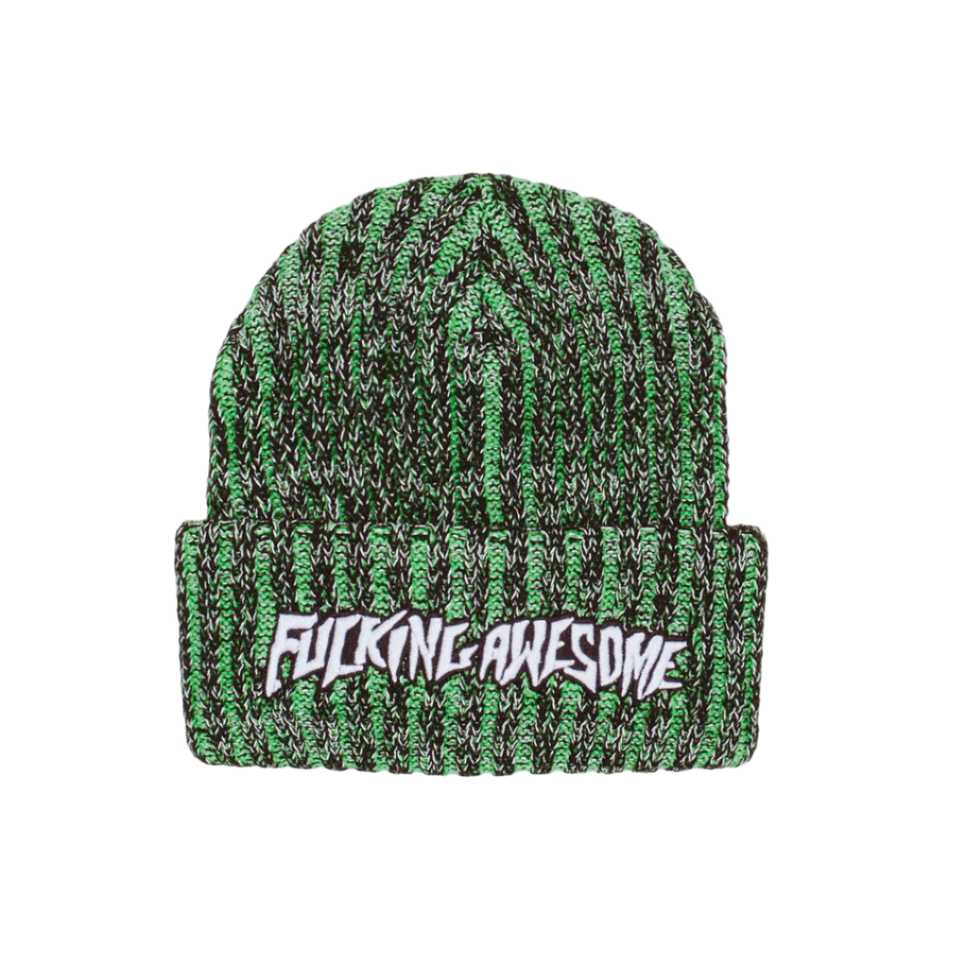 Fucking Awesome - Reflective Stripe Green Beanie