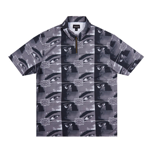 Bronze56k - Faces Zip Polo Greyscale